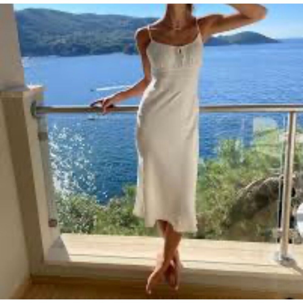 Aritzia Cream Midi Slip Dress